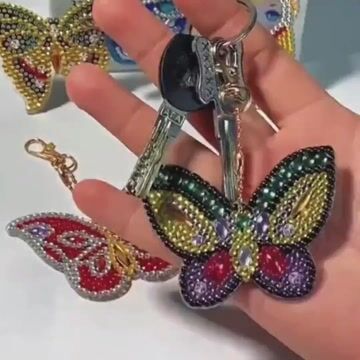 Sureio 10 Pack Diamond Painting Keychains Kit Diamond Art Keychains Set Double Sided DIY Handmade Mosaic Painting Dots Keychains with Diamonds for